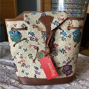 NWT Signare Tapestry Owl Rucksack Backpack For Women